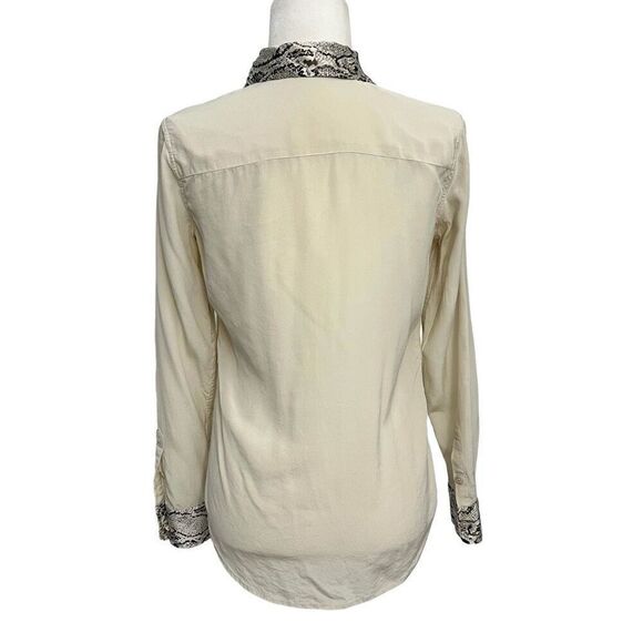 Equipment XSmall Silk Cream & Snake Print Button Up Long Sleeve Shirt Women’s - Picture 7 of 11
